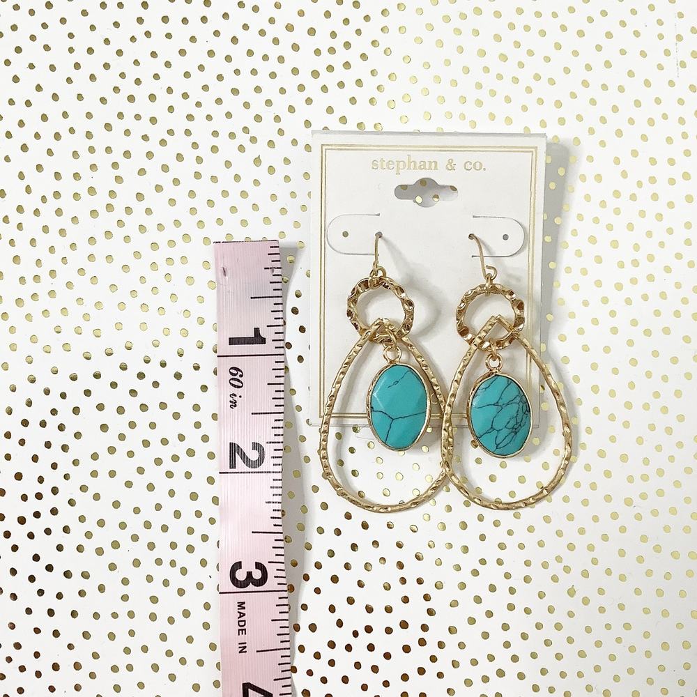 Stephan & Co. Gold Turquoise Teardrop Earrings New - Picture 4 of 4